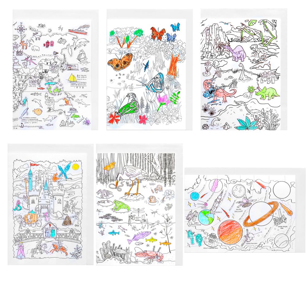Children's arts and crafts - 'Send a smile' Colour-in Cards (6 cards + envelopes) - EATSLEEPDOODLE