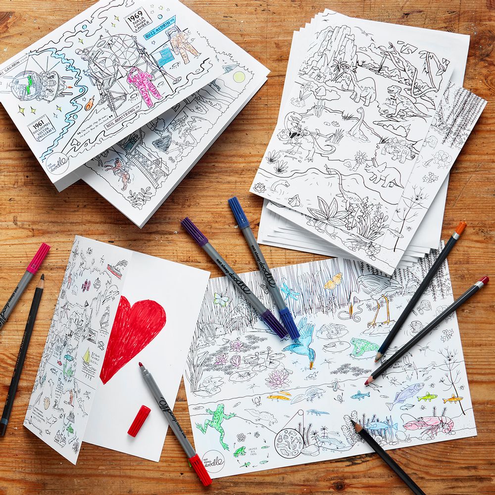 Children's arts and crafts - 'Send a smile' Colour-in Cards (6 cards + envelopes) - EATSLEEPDOODLE