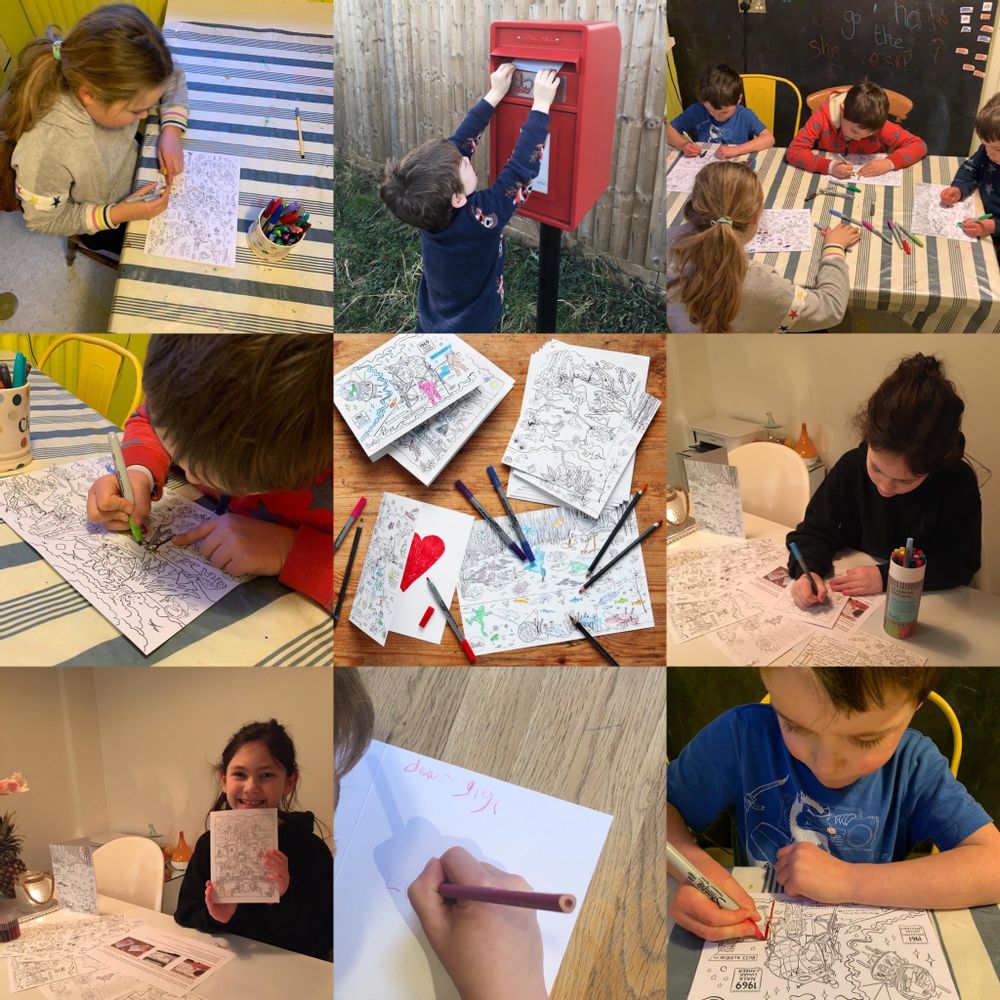 Children's arts and crafts - 'Send a smile' Colour-in Cards (6 cards + envelopes) - EATSLEEPDOODLE