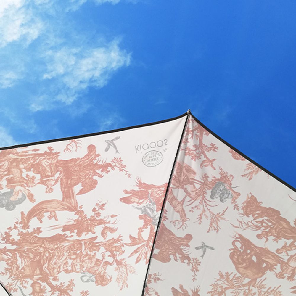 Objets design - Parasol de terrasse - Toile de Jouy by Klaoos Ocre - Klaoos. - KLAOOS