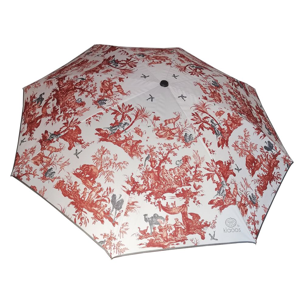 Objets design - Parasol de terrasse - Toile de Jouy by Klaoos Ocre - Klaoos. - KLAOOS