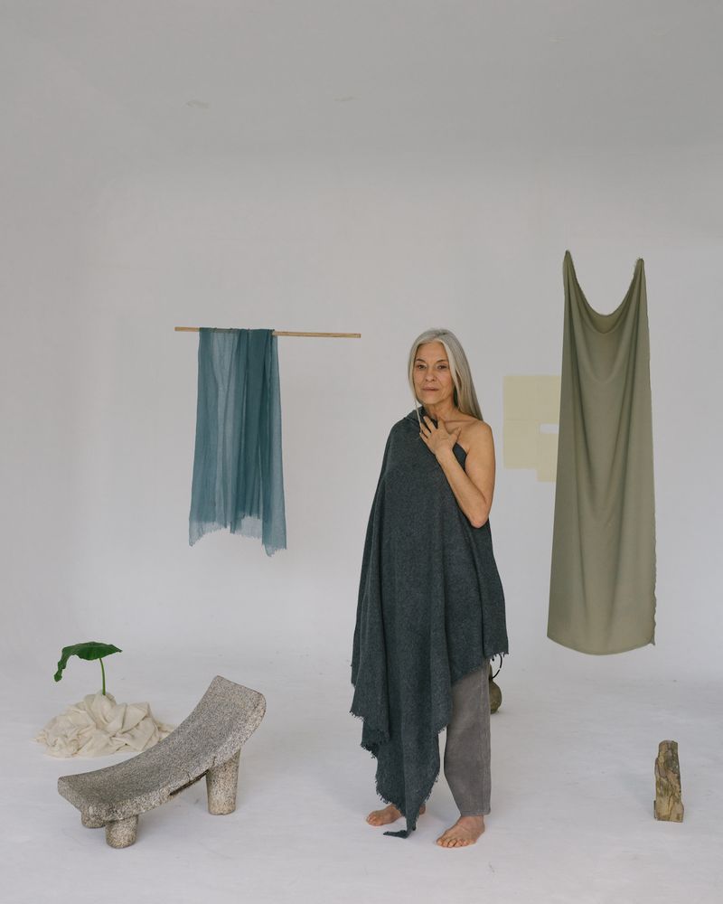 Homewear - Open Knited Melange Throw - MIRROR IN THE SKY