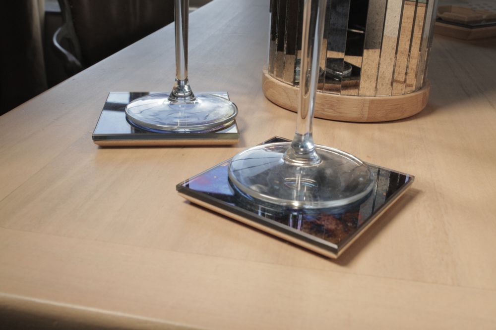 Accessoires thé et café - ENSEMBLE DE SOUS-VERRES CARRÉS EN MIROIR - ANTIQUE MIRROR