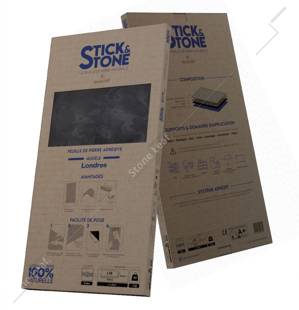Kitchen splash backs - Stick&Stone London wall covering - box of 10 sheets - STONELEAF