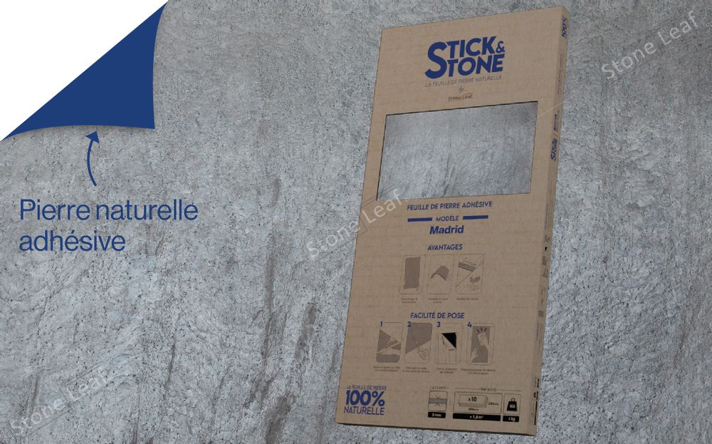 Kitchen splash backs - Stick&Stone Madrid Wall Covering - Box of 10 Sheets - STONELEAF