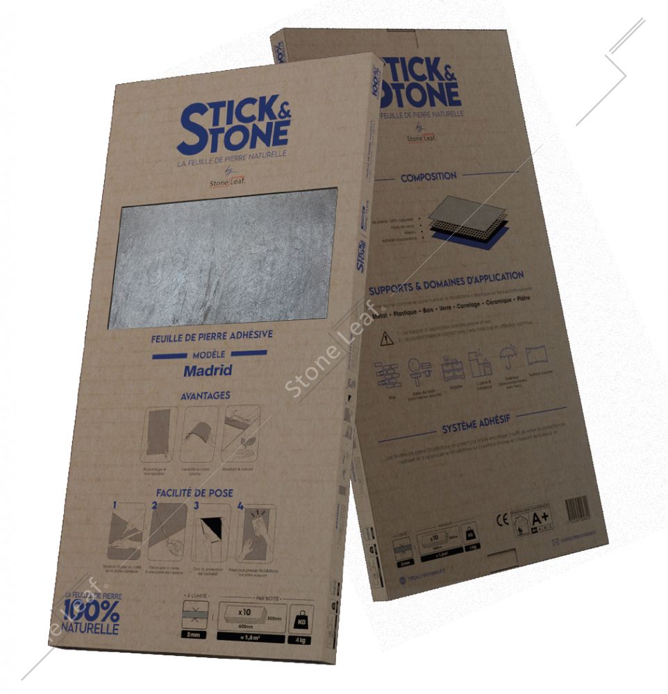 Kitchen splash backs - Stick&Stone Madrid Wall Covering - Box of 10 Sheets - STONELEAF