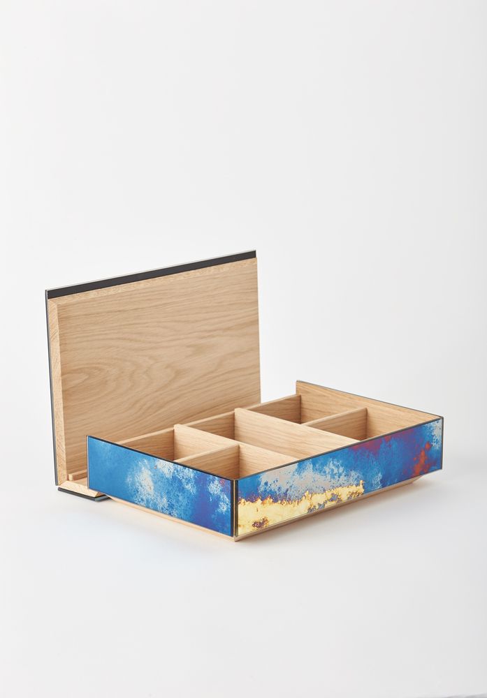 Tea and coffee accessories - MIRRORED BOXES / CONTAINERS with DIVIDED INTERIOR - ANTIQUE MIRROR
