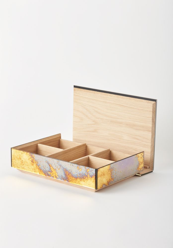 Tea and coffee accessories - MIRRORED BOXES / CONTAINERS with DIVIDED INTERIOR - ANTIQUE MIRROR