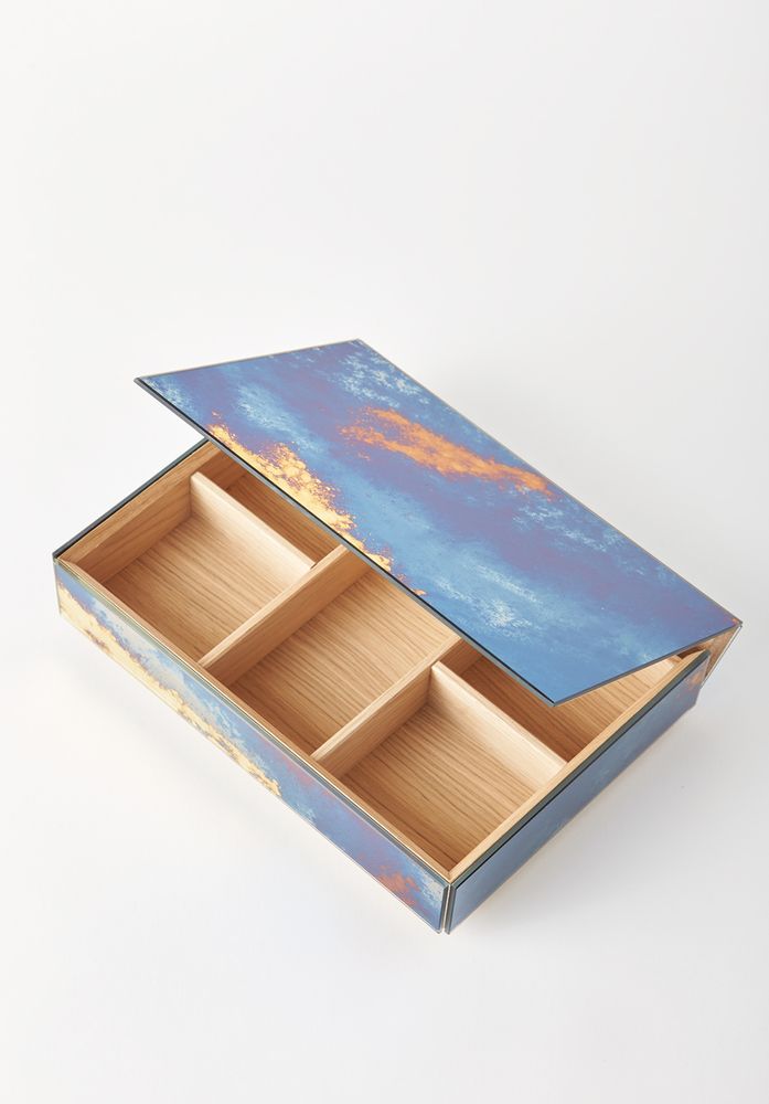 Tea and coffee accessories - MIRRORED BOXES / CONTAINERS with DIVIDED INTERIOR - ANTIQUE MIRROR
