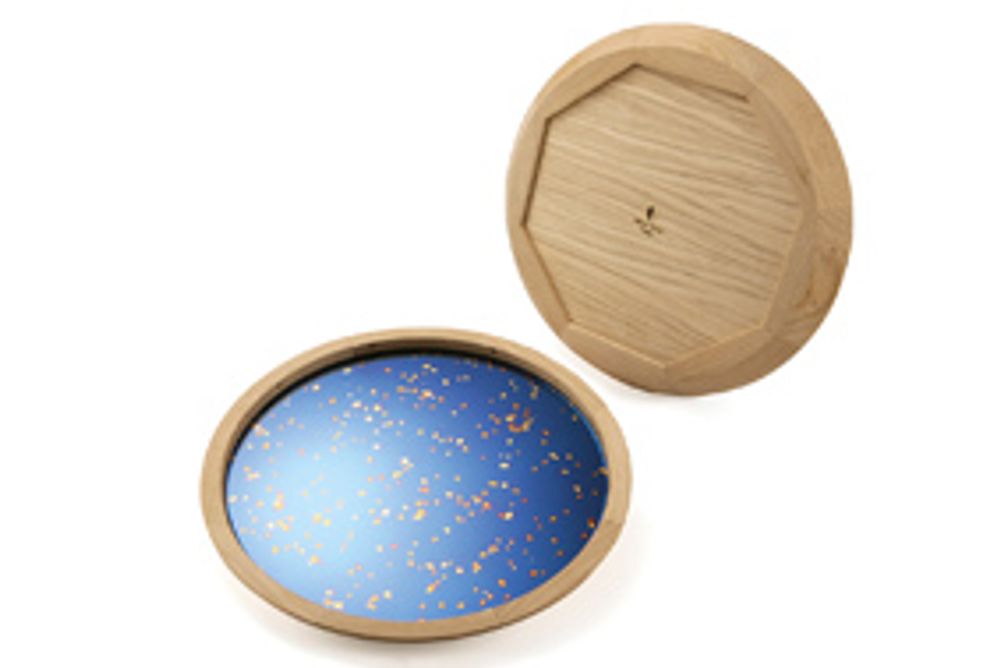 Assiettes de réception - PLATEAU ROND MIROIR AVEC BORD EN BOIS - ANTIQUE MIRROR