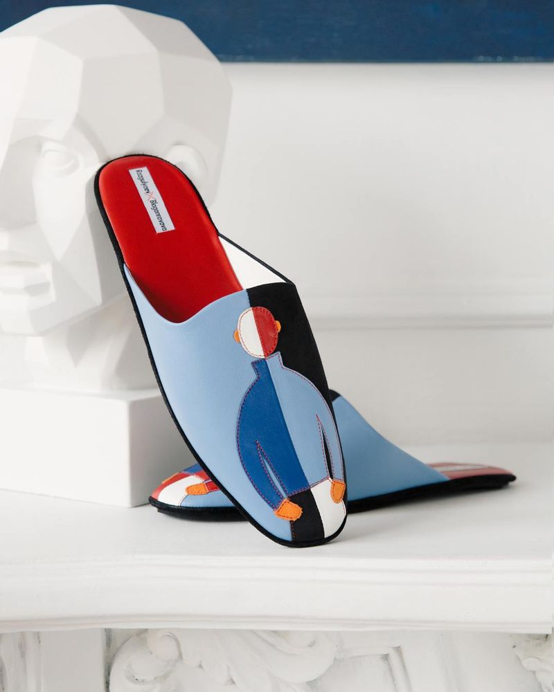 Homewear textile - Men's slippers "Suprematisme" 1718, home wear, home shoes - RXBSHOES
