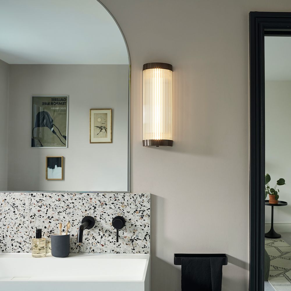 Wall lamps - Wide Pillar Wall Light, Weathered Brass - ORIGINAL BTC
