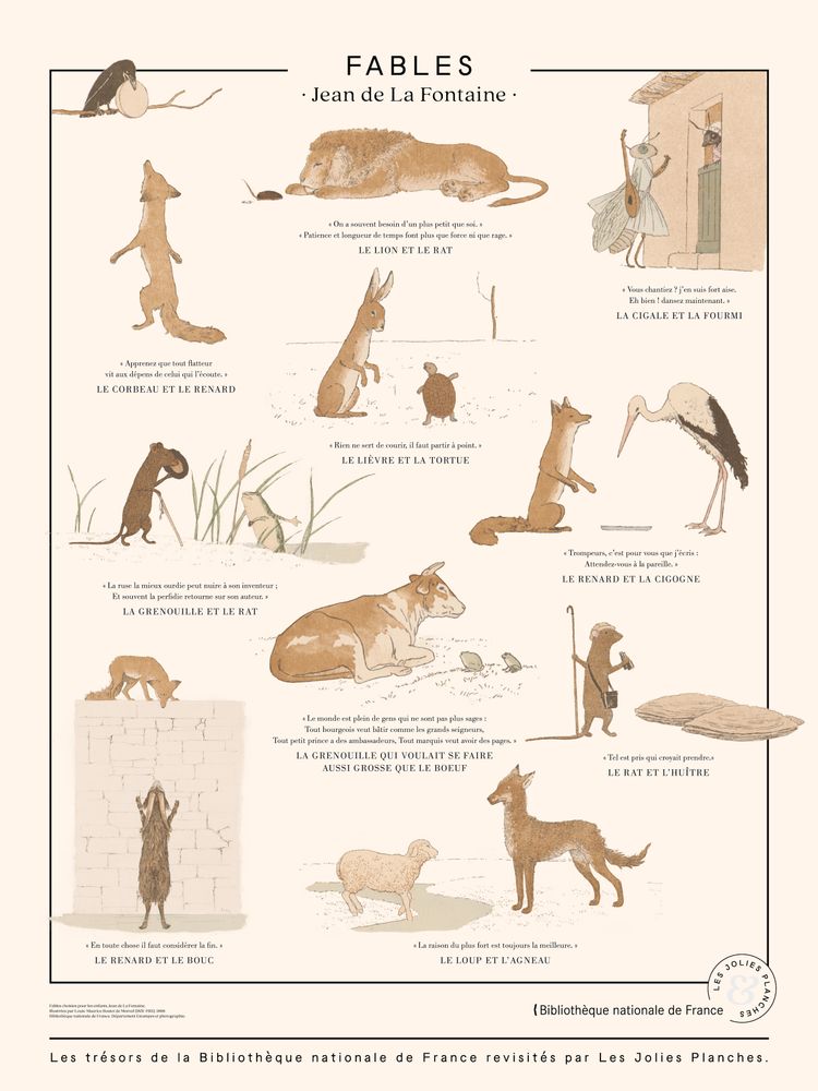 Affiches - AFFICHE I Fables de la Fontaine, impression d'art sur toile - LES JOLIES PLANCHES