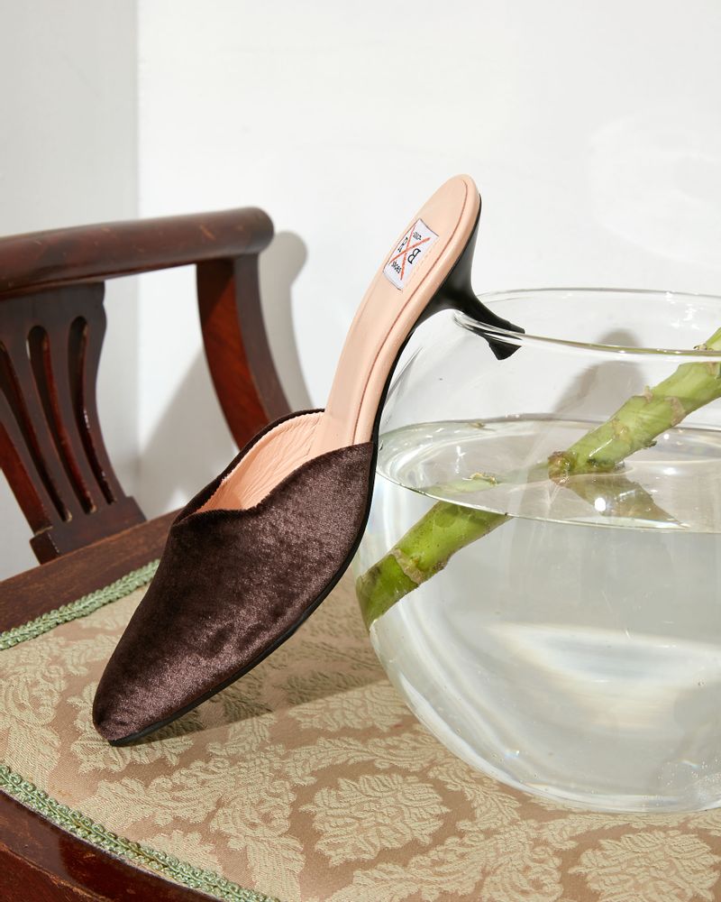 Shoes - Women's silk velvet heels Mules - RXBSHOES