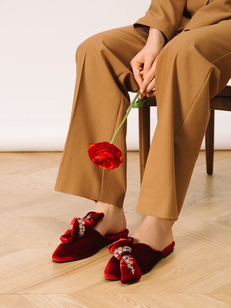 Shoes - Mules with a baw and natural merino fur - RXBSHOES