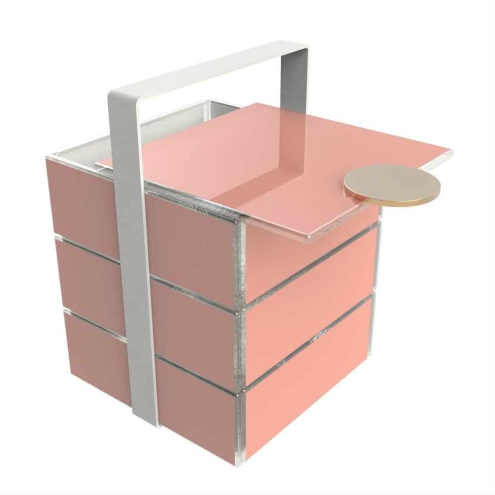 Coffrets et boîtes - Petit panier de pique-nique carré, rose - MYGLASSSTUDIO