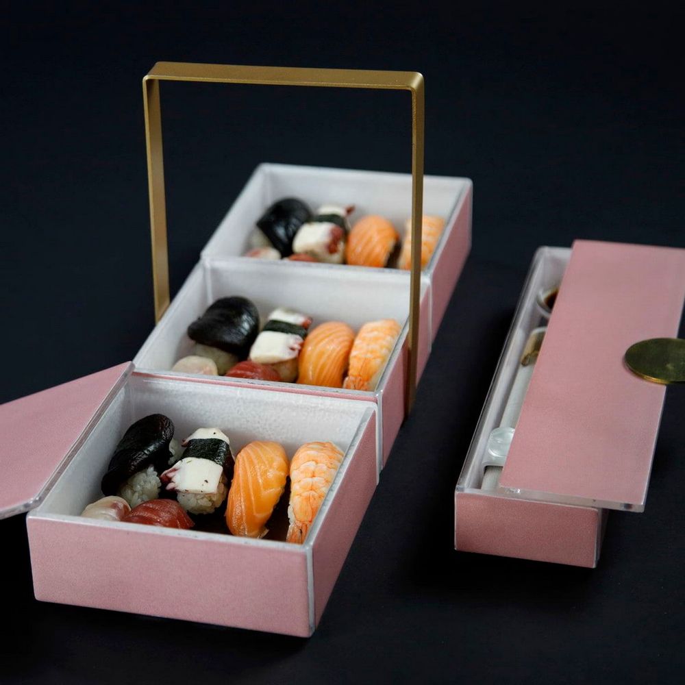 Coffrets et boîtes - Petit panier de pique-nique carré, rose - MYGLASSSTUDIO