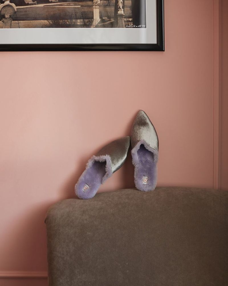 Shoes - Mules with a baw and natural merino fur - RXBSHOES