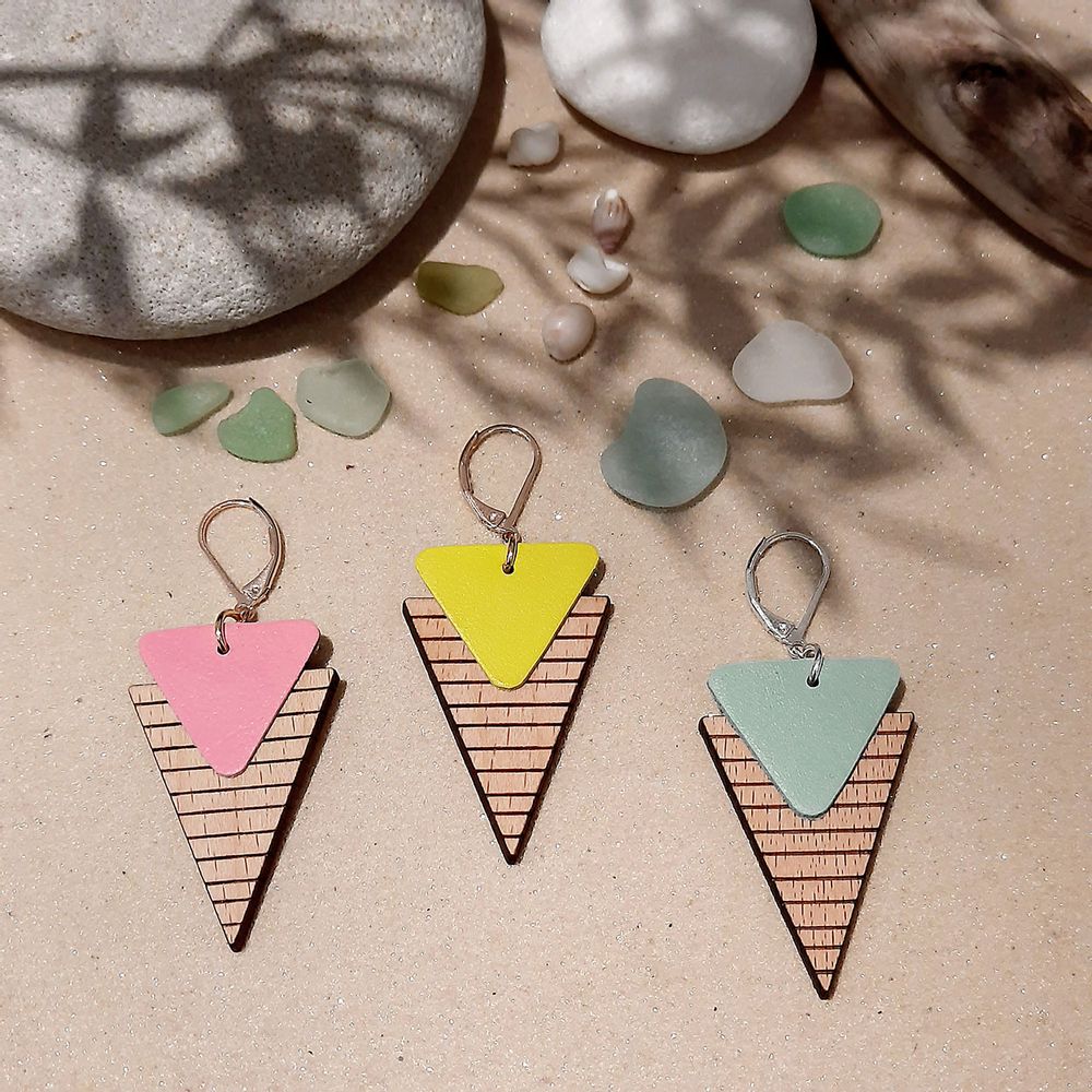 Jewelry - Earrings Marinière in leather wood - NI UNE NI DEUX BIJOUX