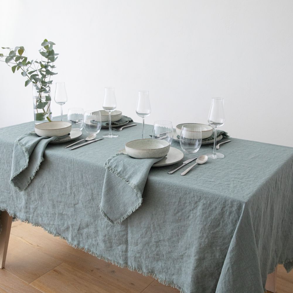 Nappes - LinenMe Terra Nappe à franges et serviettes - LINENME