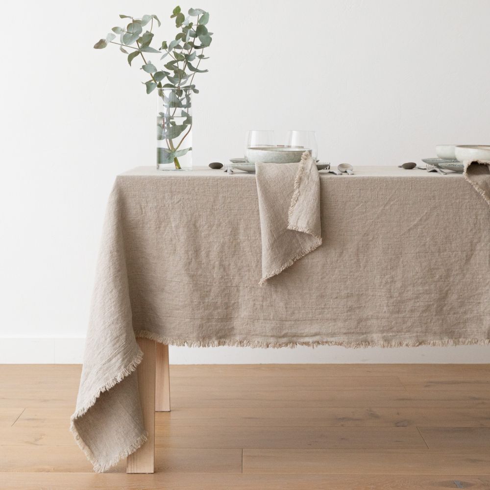 Nappes - LinenMe Terra Nappe à franges et serviettes - LINENME