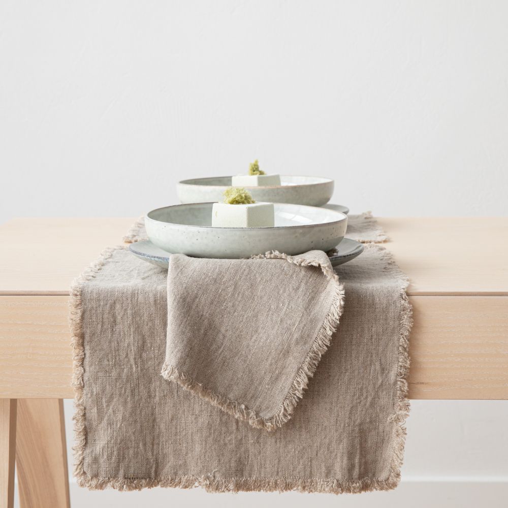Nappes - LinenMe Terra Nappe à franges et serviettes - LINENME