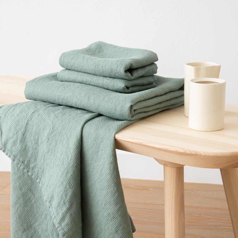 Bath towels - Linen Bath & Hand towels Washed Waffle - LINENME