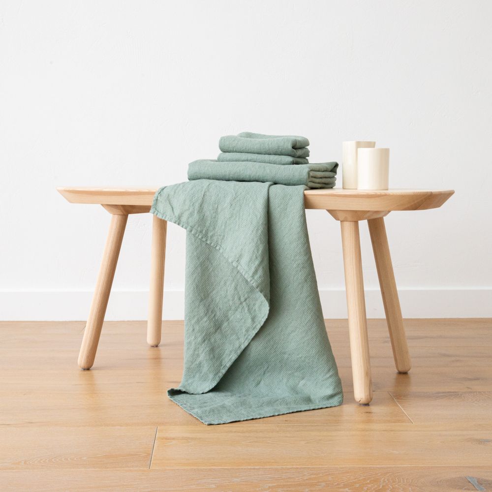 Bath towels - Linen Bath & Hand towels Washed Waffle - LINENME