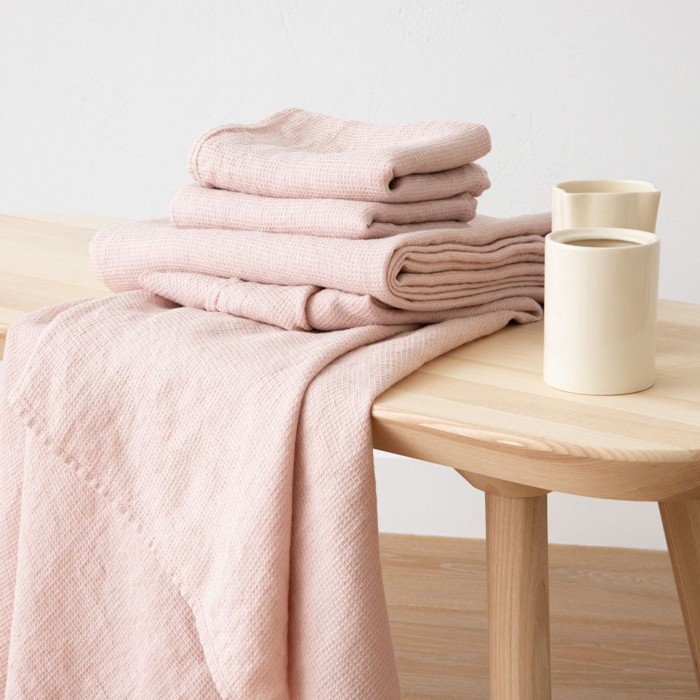Bath towels - Linen Bath & Hand towels Washed Waffle - LINENME