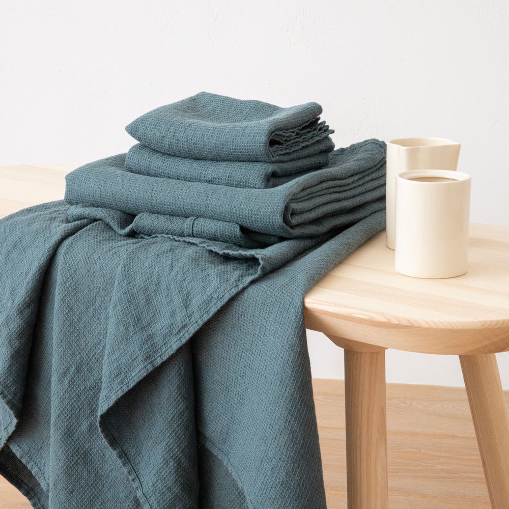 Bath towels - Linen Bath & Hand towels Washed Waffle - LINENME