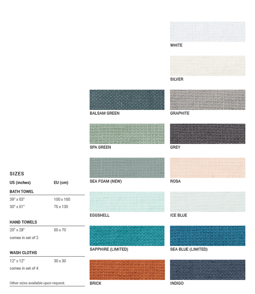 Bath towels - Linen Bath & Hand towels Washed Waffle - LINENME