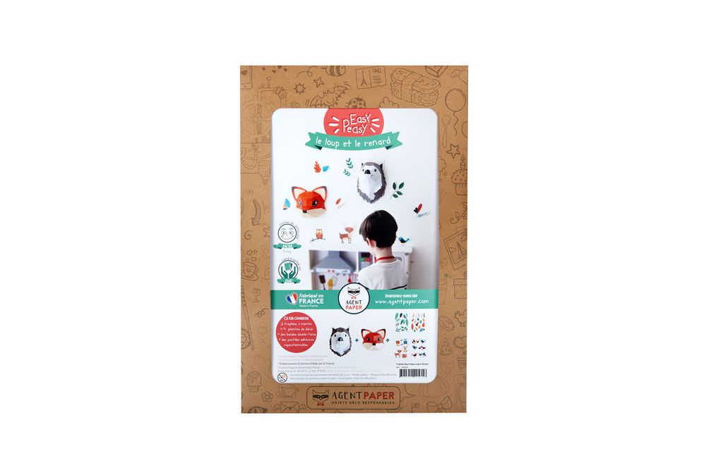Other wall decoration - Paper Decorations - “Easy Peasy” Wolf & Fox Trophy - AGENT PAPER