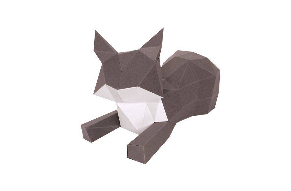 Objets de décoration - Décoration en papier - Trophée "Babies" Chat couché - AGENT PAPER