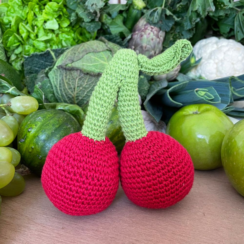 Decorative objects - CHERRY - BABY RATTLE 100% ORGANIC COTON - MYUM - THE VEGGY TOYS