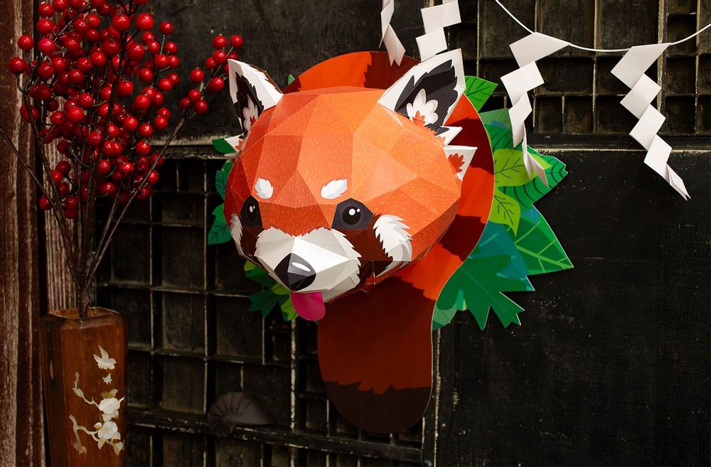 Objets de décoration - Décoration en papier - Trophée panda roux - AGENT PAPER