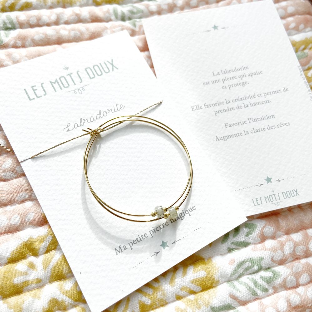 Bijoux - Créoles Pierre Magique "Labradorite" - LES MOTS DOUX