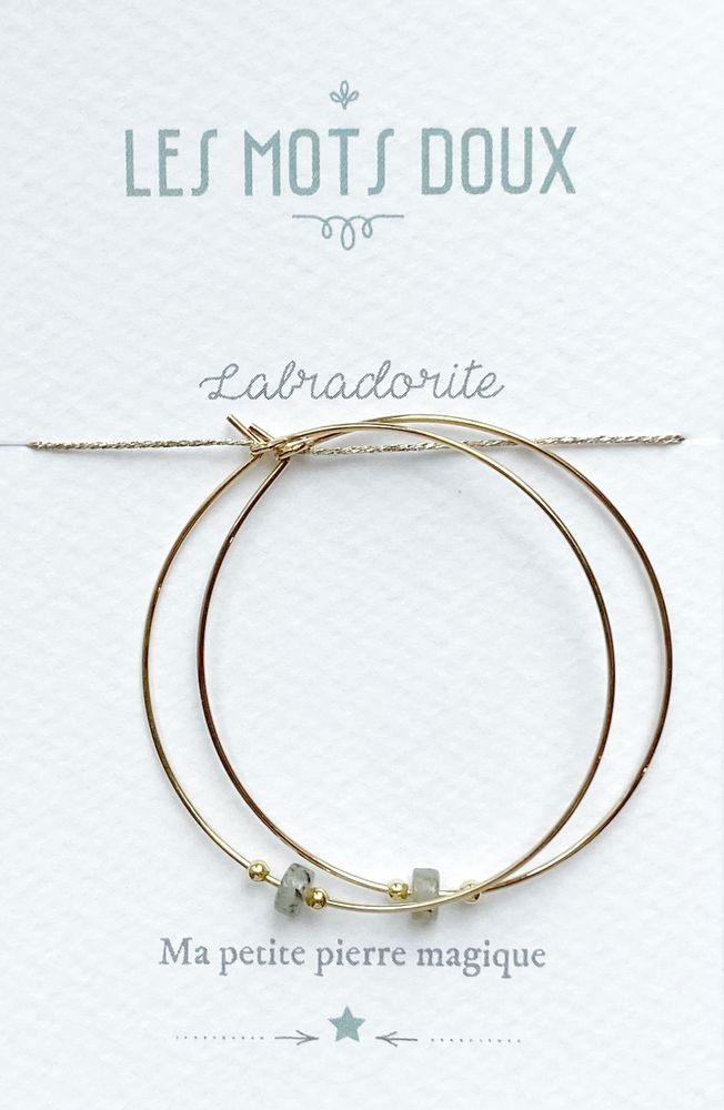 Bijoux - Créoles Pierre Magique "Labradorite" - LES MOTS DOUX