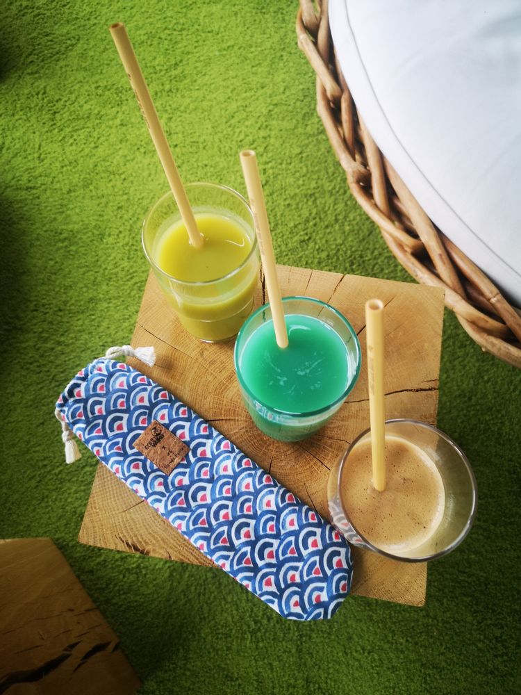 Couverts & ustensiles de cuisine - Pochette de 6 pailles bambou solidaire : 2 € reversés à Earthwake - PANDA PAILLES