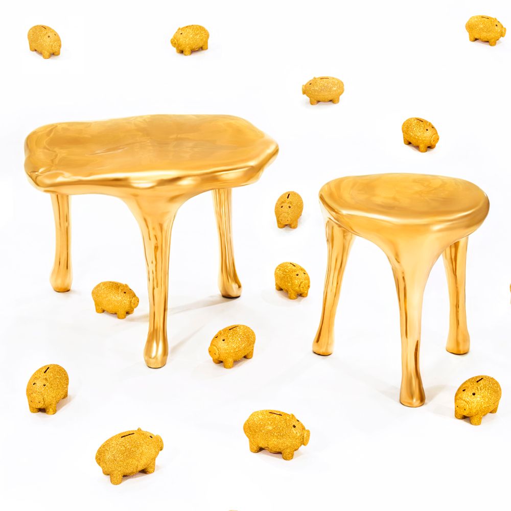Coffee tables - Glee Peg Table, Foot Stool - SCARLET SPLENDOUR