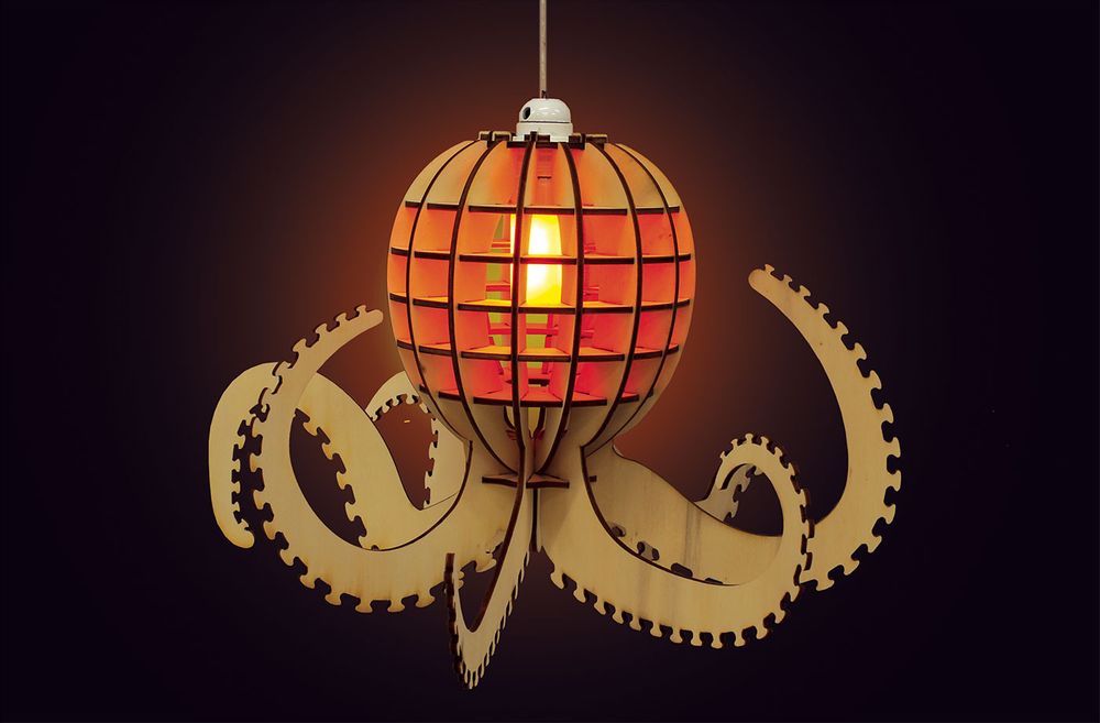 Objets de décoration - Décoration en bois - Lampe pieuvre - AGENT PAPER