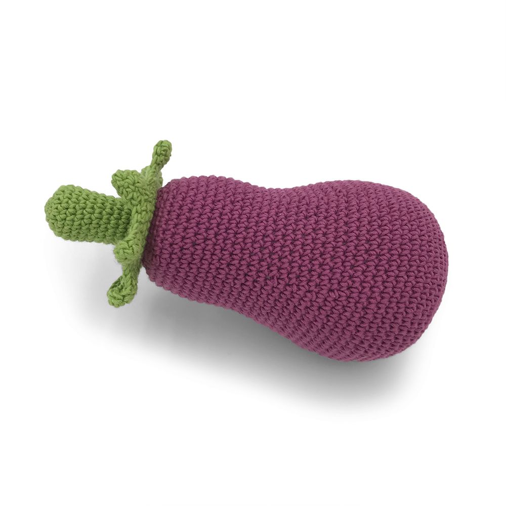Toys - EGGPLANT - BABY RATTLE 100% ORGANIC COTON - MYUM - THE VEGGY TOYS