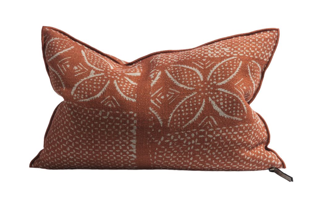 Coussins textile - Coussin Vice Versa Lin Wabi Sabi Bogolan Henné. - MAISON DE VACANCES