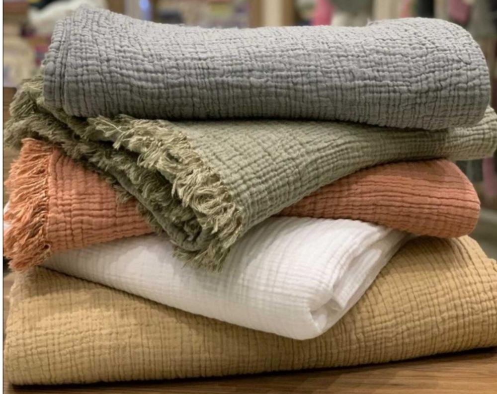 Linge de lit - PLAID DESSUS DE LIT MOUSSELINE COTON - NADIA DAFRI PARIS
