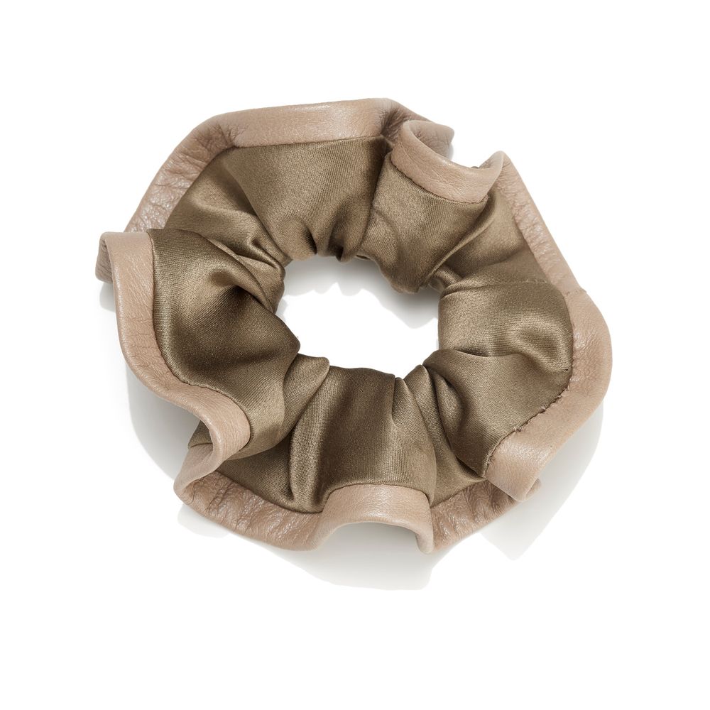 Accessoires cheveux - Chouchou en soie et cuir JAZZY - VALÉRIE VALENTINE