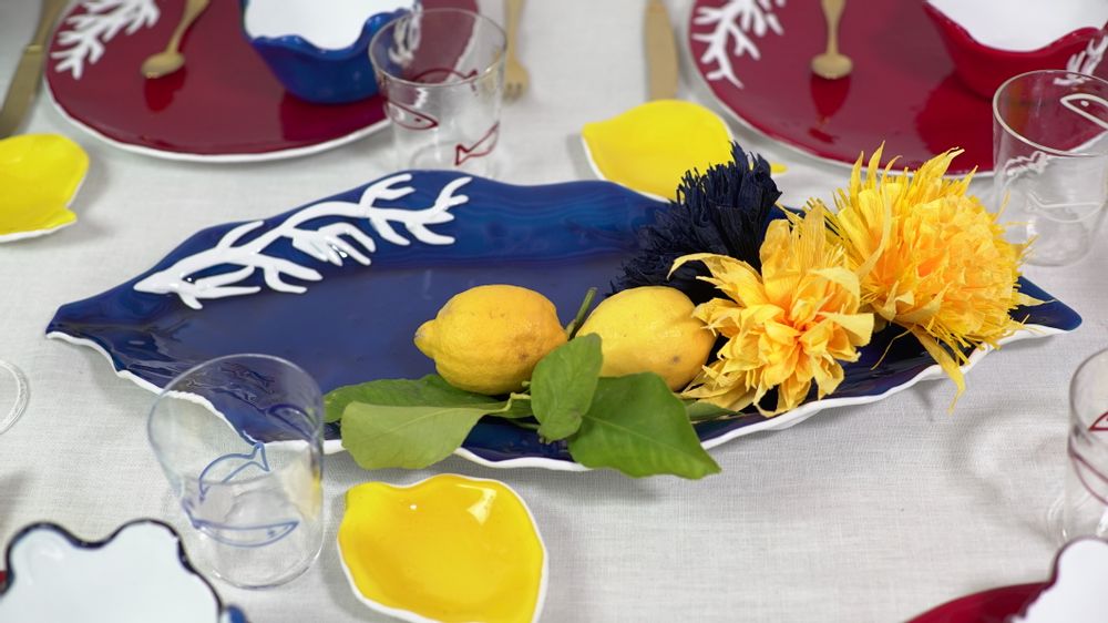 Decorative objects - “Coral” Gelso Leaf 67x21cm - VETROFUSO DI DANIELA POLETTI