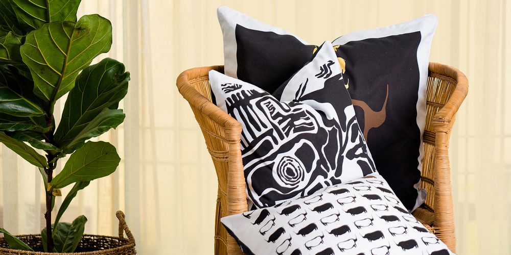 Coussins textile - COUSSIN TSODILO KURU NOIR - SOMETHING SINCERE