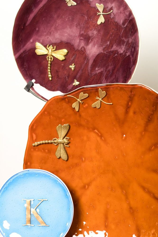 Platter and bowls - "Avorio" Concave plate Ø46cm - VETROFUSO DI DANIELA POLETTI