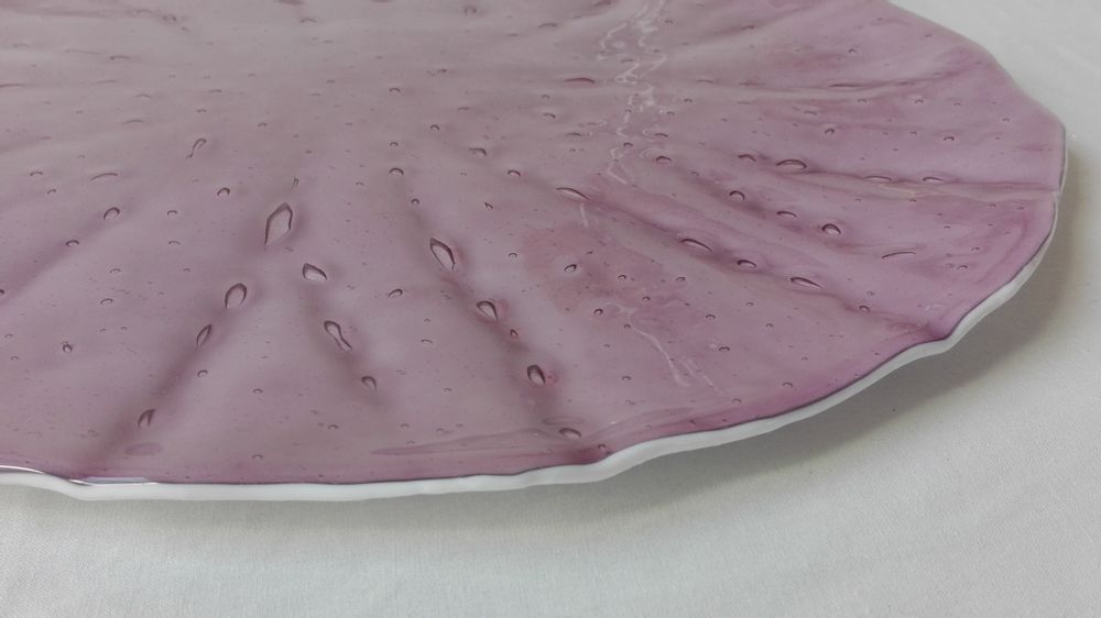 Platter and bowls - "Avorio" Concave plate Ø46cm - VETROFUSO DI DANIELA POLETTI