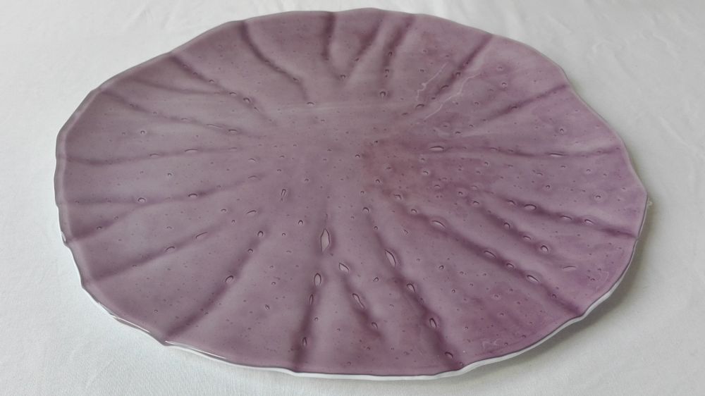 Platter and bowls - "Avorio" Concave plate Ø46cm - VETROFUSO DI DANIELA POLETTI