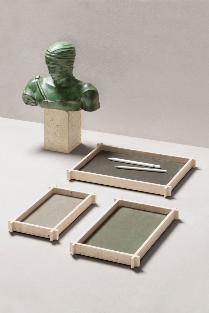 Objets design - STRUCTURA VIDE-POCHES ET BOÎTES EN MARBRE / MARBRE & CUIR - GIOBAGNARA